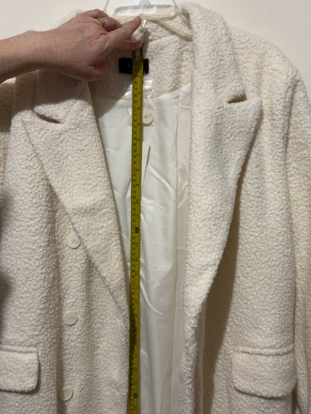 NWT VICI Collection Cream Double Breasted Teddy Bouclé Longline Trench Coat L - Picture 11 of 16